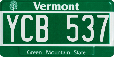 VT license plate YCB537