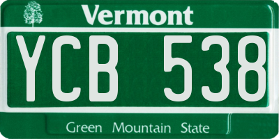 VT license plate YCB538