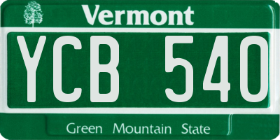 VT license plate YCB540