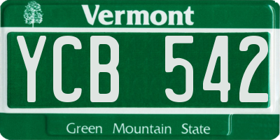 VT license plate YCB542
