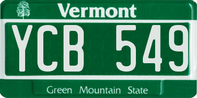 VT license plate YCB549