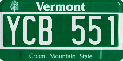 VT license plate YCB551