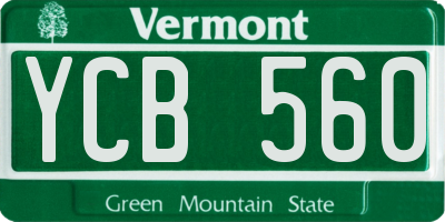 VT license plate YCB560