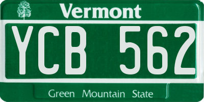 VT license plate YCB562