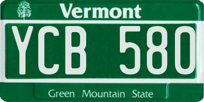 VT license plate YCB580