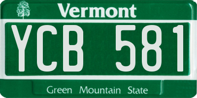 VT license plate YCB581