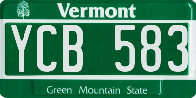 VT license plate YCB583