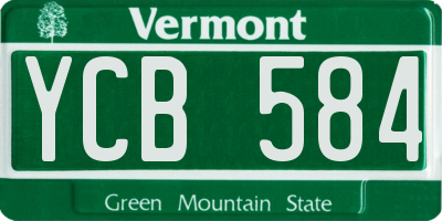 VT license plate YCB584