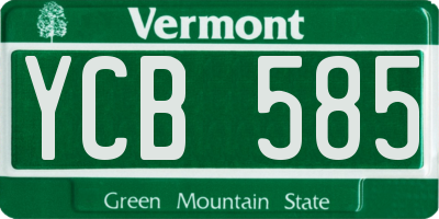 VT license plate YCB585