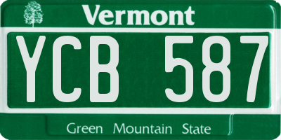 VT license plate YCB587