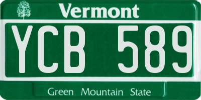VT license plate YCB589