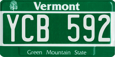 VT license plate YCB592