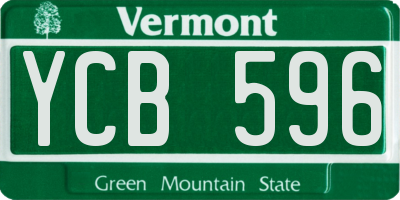 VT license plate YCB596