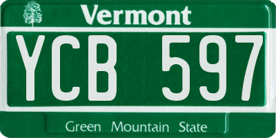 VT license plate YCB597