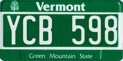 VT license plate YCB598