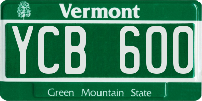 VT license plate YCB600