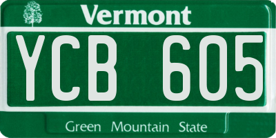 VT license plate YCB605