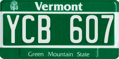 VT license plate YCB607