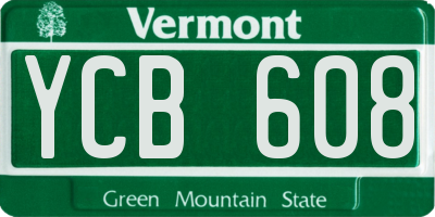 VT license plate YCB608