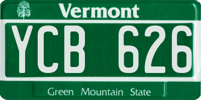 VT license plate YCB626