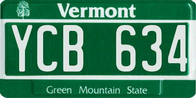 VT license plate YCB634