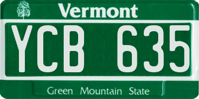 VT license plate YCB635
