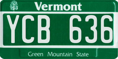 VT license plate YCB636