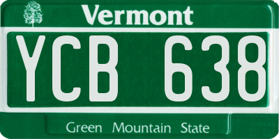 VT license plate YCB638