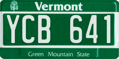 VT license plate YCB641