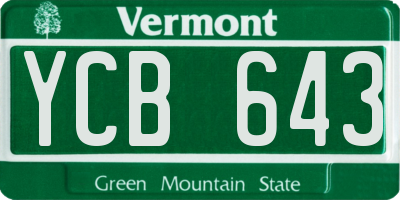 VT license plate YCB643