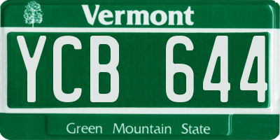 VT license plate YCB644