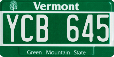 VT license plate YCB645