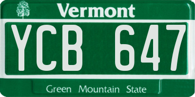 VT license plate YCB647
