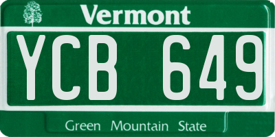 VT license plate YCB649