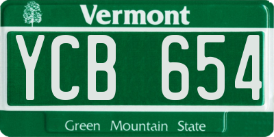 VT license plate YCB654