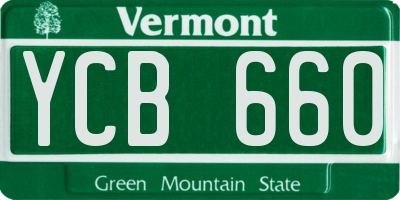 VT license plate YCB660