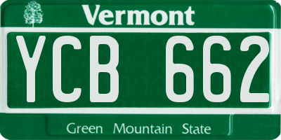 VT license plate YCB662