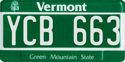 VT license plate YCB663