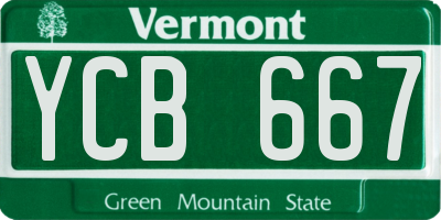 VT license plate YCB667