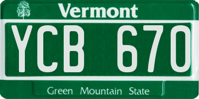 VT license plate YCB670