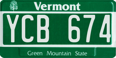 VT license plate YCB674