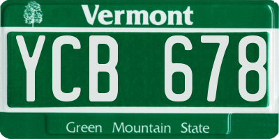 VT license plate YCB678