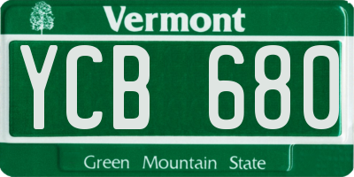 VT license plate YCB680