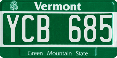 VT license plate YCB685