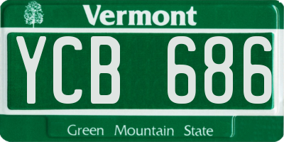 VT license plate YCB686