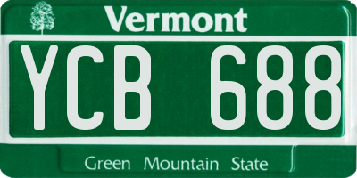 VT license plate YCB688