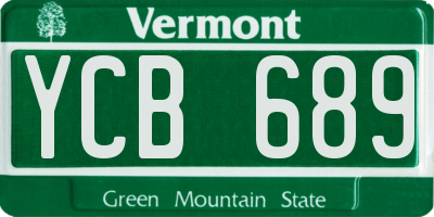 VT license plate YCB689