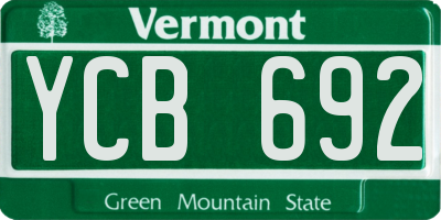 VT license plate YCB692