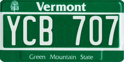VT license plate YCB707