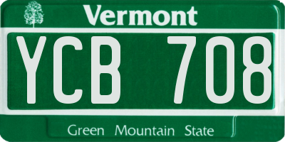 VT license plate YCB708